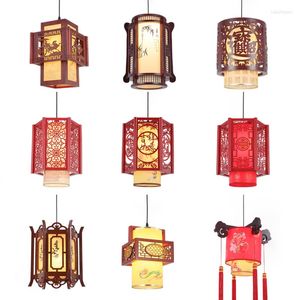 Lampes suspendues Mode Style chinois Antique Restaurant Salon en bois Classique en peau de mouton Lanterne Lustre