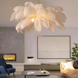 Hanglampen veer lichtlamp kleurrijke veren plafond kroonluchter led woonkamer slaapkamer dressoirs hangende verlichting decorpendant