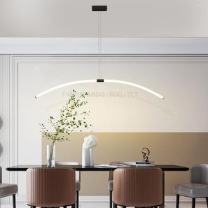 Lampes suspendues FPFD lumière LED moderne Table à manger île lampe or/noir longue suspension bureau Bar café Art luminaires