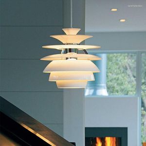 Hanglampen Franse lichten Designer Postmodern Wit aluminium Hanglamp voor woonkamer Decor Loft Dining Light