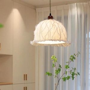 Lámparas colgantes Sala de estar francesa Luces de techo Japonés Retro Homestay Restaurante Borla Falda Tela Araña Cocina Isla