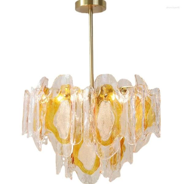 Lampes suspendues français rétro lustre en verre ambre créatif médiéval salon étude salle à manger chambre luminaires