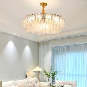 Lampes suspendues coquille française salon lustre cristal salle à manger lumière principale moderne Simple 2023 romantique chambre luxe