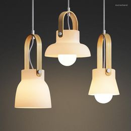 Lámparas colgantes Lámpara de comedor de vidrio esmerilado Luces colgantes de cocina Araña de techo Decoración de loft para el hogar Accesorios de iluminación de madera modernos