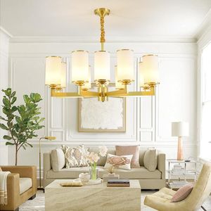 Lampes suspendues Lustre en verre de cuivre complet pour chambre à coucher salle à manger salon moderne plafond en bronze éclairage à la maison