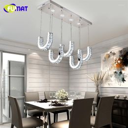 Lámparas colgantes FUMAT K9 Lámpara de cristal Luces LED modernas de acero inoxidable para comedor Lustres De Teto Luminaire