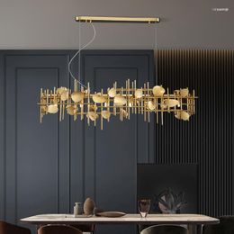 Lampes suspendues G9 LED moderne en acier inoxydable long lustre doré suspendu luminaire décor à la maison lampe lustre pour salle à manger foyer salon