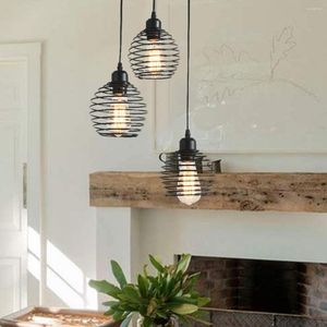 Hanglampen garwarm kooi vintage zwarte verlichting met veer verstelbaar hangende armatuur 3-lichts licht voor keuken