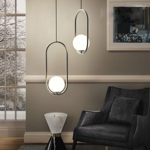 Lámparas colgantes Luz geométrica Burbuja Vidrio Accesorios Led Lámpara residencial transparente Cable Candelabros Techo Bombilla vintage