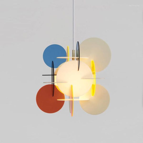 Lampes suspendues géométrique lumière Cottage salon décor industriel verre Els cercle décorations de noël pour la maison E27