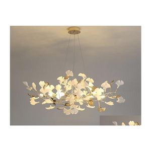 Lampes suspendues Ginkgo feuille décoration cuisine salle à manger lustre nordique créatif lumière luxe art fine fleur chambre salon Dr309c