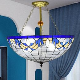 Hanglampen glazen lamp eenvoudige creatieve blauwe mediterrane woonkamer grote kroonluchter dineren net net koffie anti-chandelier armatuur 22 Inc