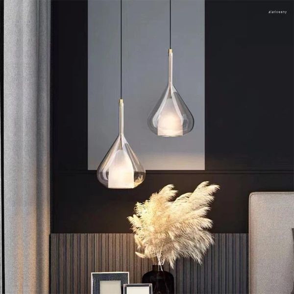 Lampes suspendues Lampes en verre Lumières LED modernes Lustre de luxe Lumière Cuisine Salon Chambre à côté de la lampe en cristal
