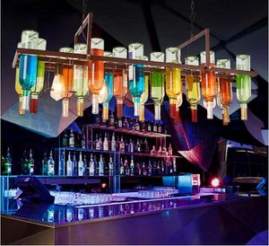 Lampes suspendues bouteille de vin en verre E27 LED lumières vintage américain rétro industriel bar créatif café restaurant éclairage lampependant