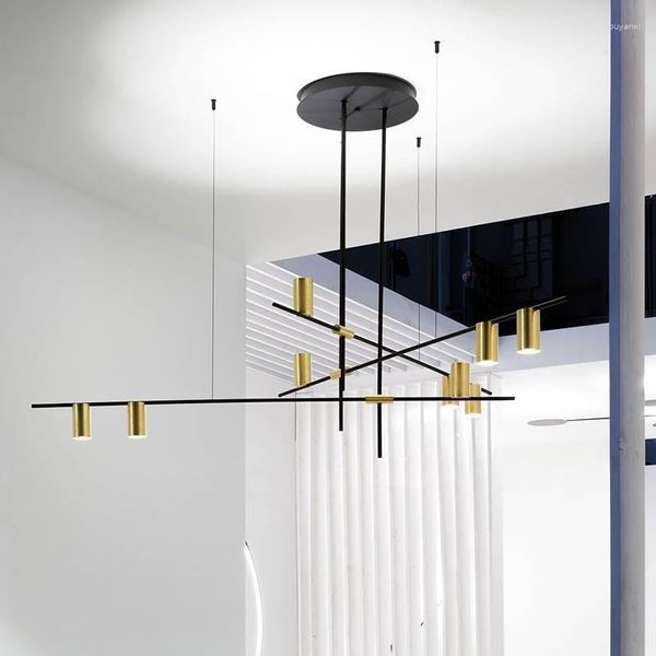Lampes suspendues Or / Noir Post-moderne LED Plafond Lustres Éclairage Creative Designer Lampe Suspendue Salle À Manger Salon El Lustre