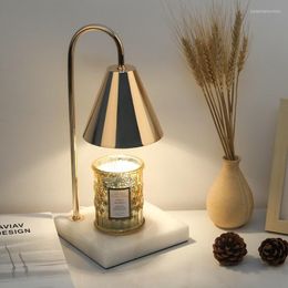 Hanglampen Goud Elektrisch Wax Kaars Smeltend Warmer Licht Met Marmeren Voet Romantische Yankee Tafel Voor Slaapkamer Decoratie