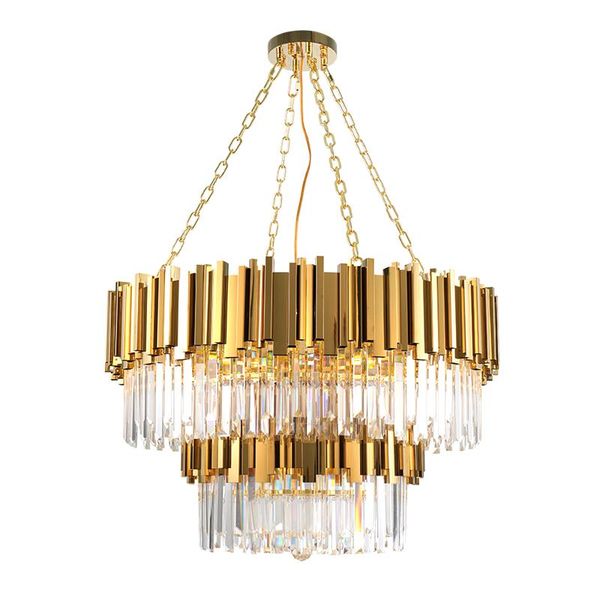 Lampes suspendues Golden Art Deco Lustre en cristal en acier inoxydable postmoderne Éclairage Lustre Suspension Luminaire Lampen Pour Foyer BedroomPen