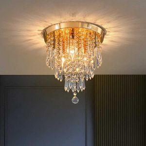 Hanglampen Gouden plafondlamp Hangende kristallen plafondlamp voor woondecoratie Opbouwlamp Vervangbaar binnenverlichtingsarmatuur YQ240201