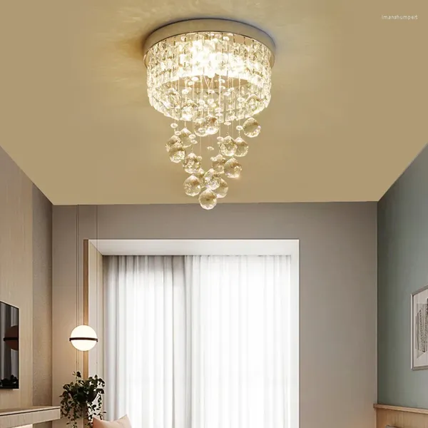 Lampes suspendues Plafonnier doré Lampe en cristal suspendue pour la décoration de la maison Ampoule montée en surface Luminaire d'intérieur remplaçable