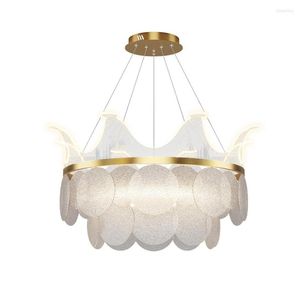 Lampes suspendues Golden Crown Luxury Dimmable LED Lamp Bar Restaurant Salle à manger Crystal Lights