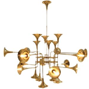 Lámparas colgantes Golden Simple And Lanterns Creative Model Room Villa Dining Living Retro Horn Shape Chandelier