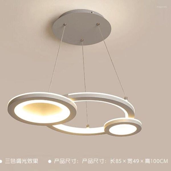 Lampes suspendues gris ou blanc fini minimaliste moderne lumières LED pour salon salle à manger cuisine lampe montée en surface