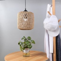 Luminárias pendentes tecidas à mão abajur de rattan para pendurar abajur para café El Light cobertura luminária de teto para decoração de restaurante em casa