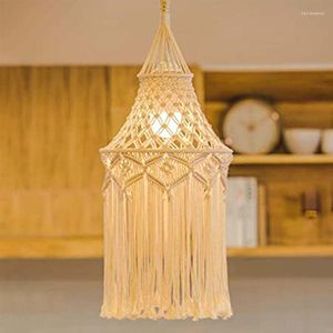Hanglampen handgemaakte macrame lamp schaduw Boheemse lichte dek decoratie tassel huis kroonluchter hangend tapijt