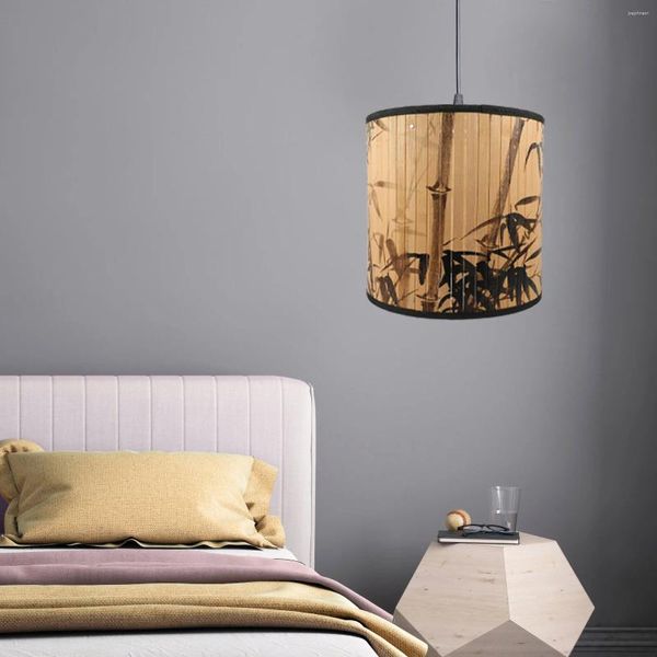Lámparas colgantes Lámpara colgante Cubierta de sombra Tejido E27 Barril para la sala de estar del dormitorio