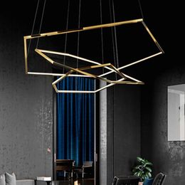 Hanger lampen zeshoekige ophanging licht luxe goud fitting moderne design led lamp voor woonkamer villa minimalistische verlichting decoratiependan