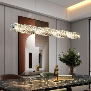 Hanglampen Hoge kwaliteit LED Kristallen Kroonluchter Licht Luxe Postmodern Eenvoudig Eetkamer Bar Kantoor Strip Creatief Roestvrij staal