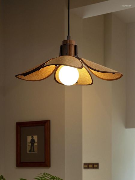 Lámparas colgantes, accesorio de iluminación para decoración del hogar, luces colgantes de tipo japonés para comedor, decoración de cocina, lámpara de madera
