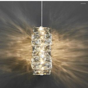 Lampes suspendues Énorme bloc de cristal Led Lustre Éclairage Ding Lustres de salle Mini Lustre Cuisine de luxe