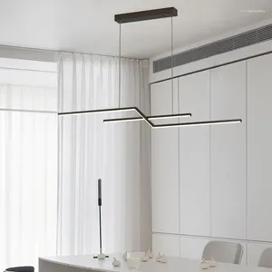 Hanglampen Binnen LED Moderne Hanglampen Kroonluchter Voor Buisvormig Restaurant Keuken Kantoor Slaapkamer Cafe Bar Hangend Zwart Goud