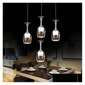 Hanger lampen indoor verlichting acryl ledbalk eetkamer lamp licht 3w wijnglas vorm creatieve korte kerstlampen drop leveren dhg72