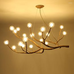 Lámparas colgantes Iluminación interior Rama de árbol Araña Led Resina Hierro Vidrio Burbuja Luz Restaurante Dormitorio Cocina Lámpara colgante Accesorio