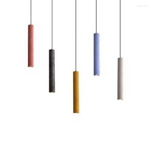 Lampes suspendues industrielles colorées ciment Terrazzo lumières Art décor maison minimaliste moderne lampe suspendue restaurant salle à manger café