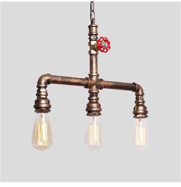 Lampes suspendues Tuyau d'eau en fer industriel Lumière Steampunk Vintage Salle à manger E27 LED pour chambre à coucher Bar Cuisine