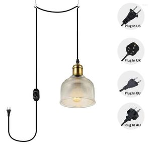 Lampes suspendues abat-jour en verre léger industriel avec prise dans le gradateur de cordon suspendu pour ampoule de chambre Loft non incluse