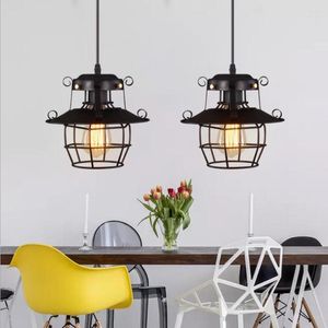 Lampes suspendues industriel rétro noir Loft E27 fer Vintage oiseaux nid lampe métal Led rétractable lustre lumière