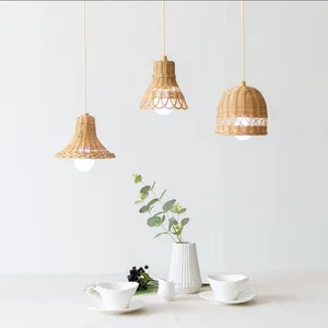 Hanger lampen ins lichten homestay rattan weven lampenkap pography poppen handgemaakt decoratief restaurantlicht