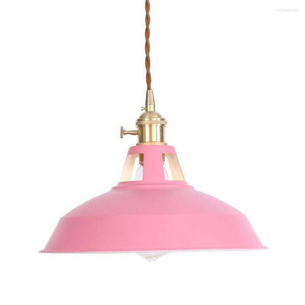 Lámparas colgantes de hierro rosa, lámpara LED para habitación de niños, lámpara colgante de cocina con interruptor, luces nórdicas modernas, luminaria de suspensión