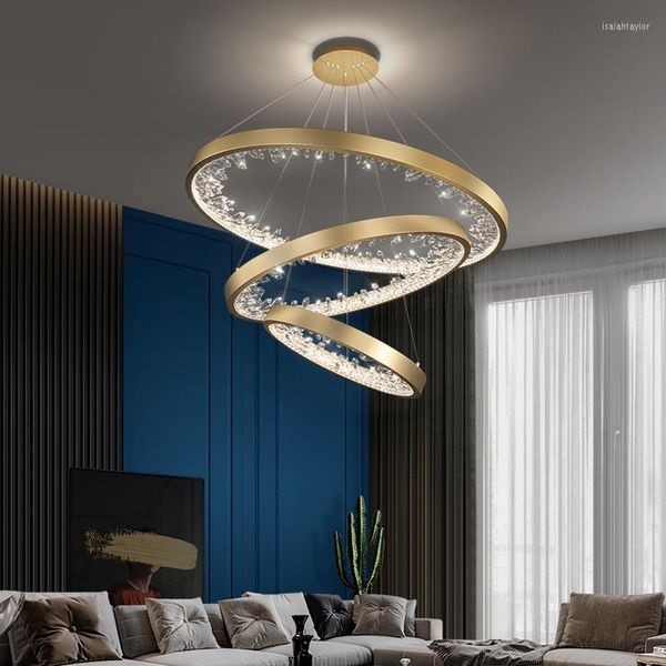 Lampes suspendues Bague LED italienne Lustres de plafond en cristal Moderne Minimaliste Star Haning Light Salon Restaurant Chambre