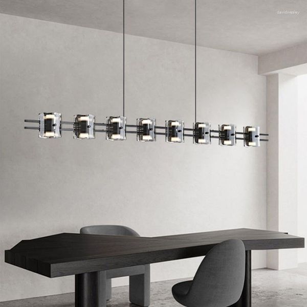 Lampes suspendues Italien Minimaliste Circulaire Restaurant Lustre Moderne Simple Bar Designer Nordique Haut De Gamme Creative Bande De Verre Lampe