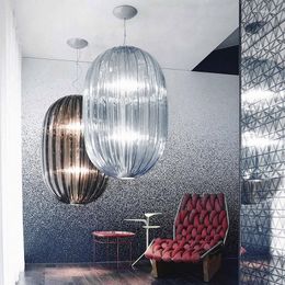 Pendants lampes à style italien lustre salon salle à manger escaliers de chambre à manger el hall en verre ondulé décoratif