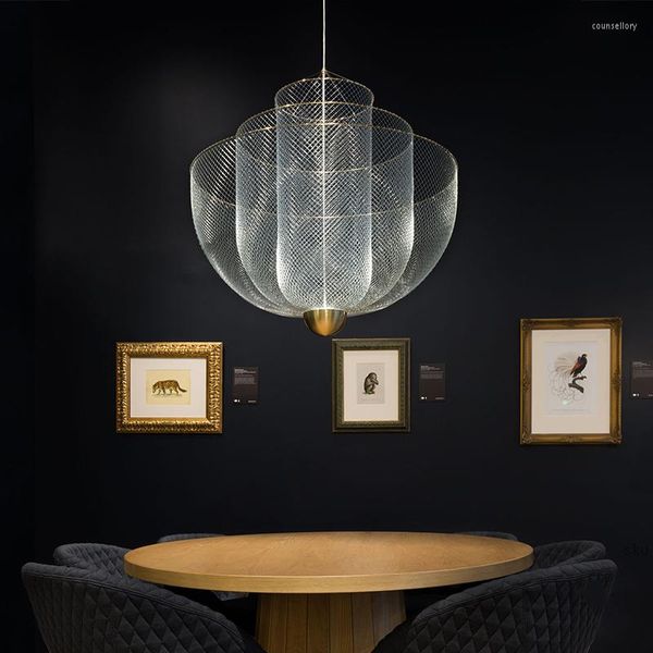 Lámparas colgantes Diseño italiano Rejilla de metal Lamparas LED Araña Moda moderna Decoración para el hogar Tienda de telas Iluminación para el comedor