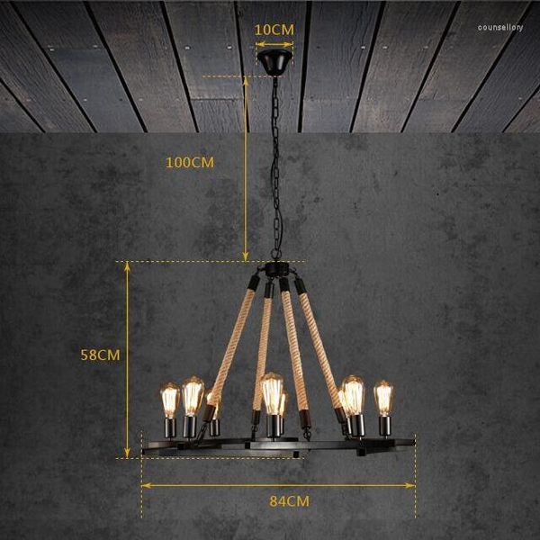 Lampes suspendues IWHD 8 têtes Lampen fer Style Loft rétro lampe lumières industrielles corde LED suspendus luminaires Vintage