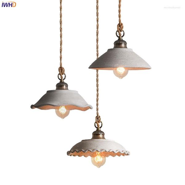 Pendants lampes iwhd ciment loft style feux industriels luminaires chambre à manger salon vintage edison suspendu lampe LED Luminaria