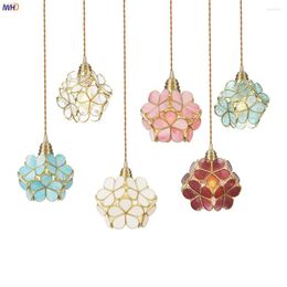 Lampes suspendues IWHD Coloré Nordic LED Lumières Lampe Chambre Salon Décoration Verre Hanglamp Creative Fleur Lampara Colgante