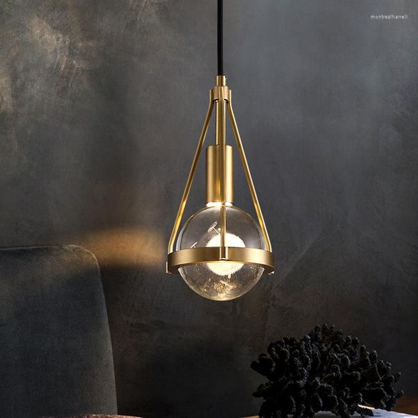 Lampes suspendues IWHD nordique moderne boule de cristal luminaires chambre salle à manger salon pur cuivre suspension éclairage Luminaria